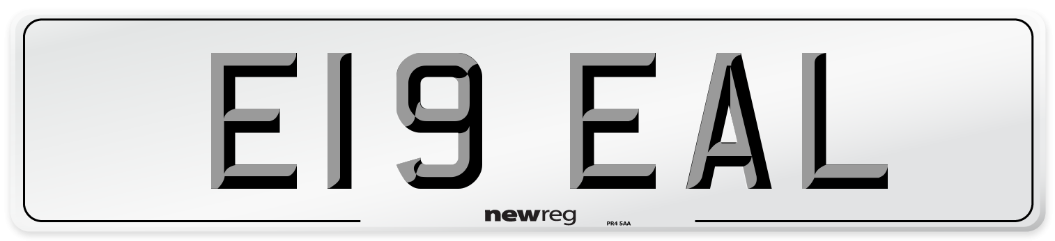 E19 EAL Number Plate from New Reg